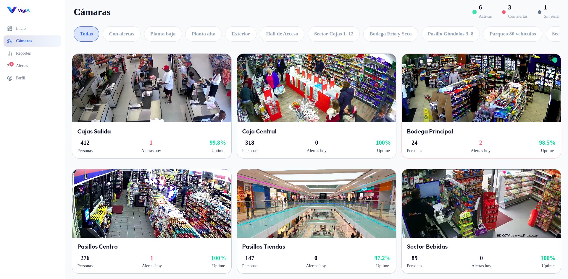 Vista de camaras en tiempo real