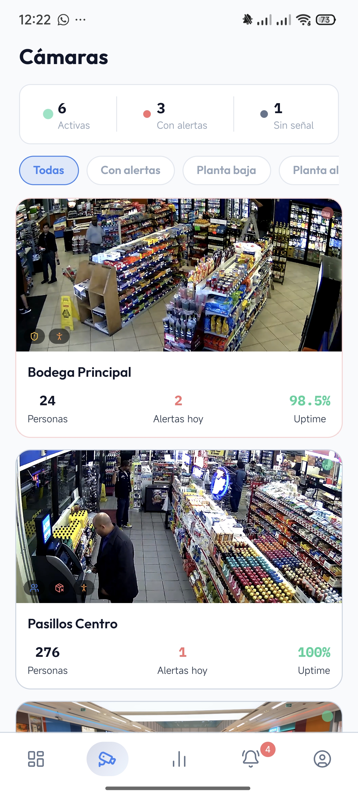 Vista de camaras en tiempo real